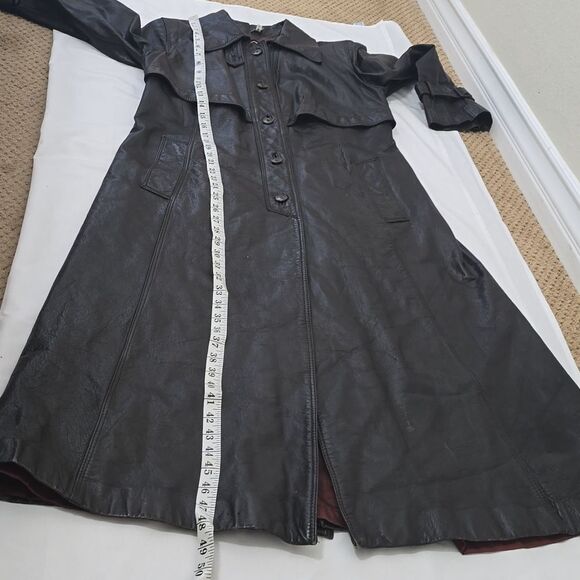 Vintage CR Mates by Domino Leather Trench Coat size 13/14 - Picture 10 of 15